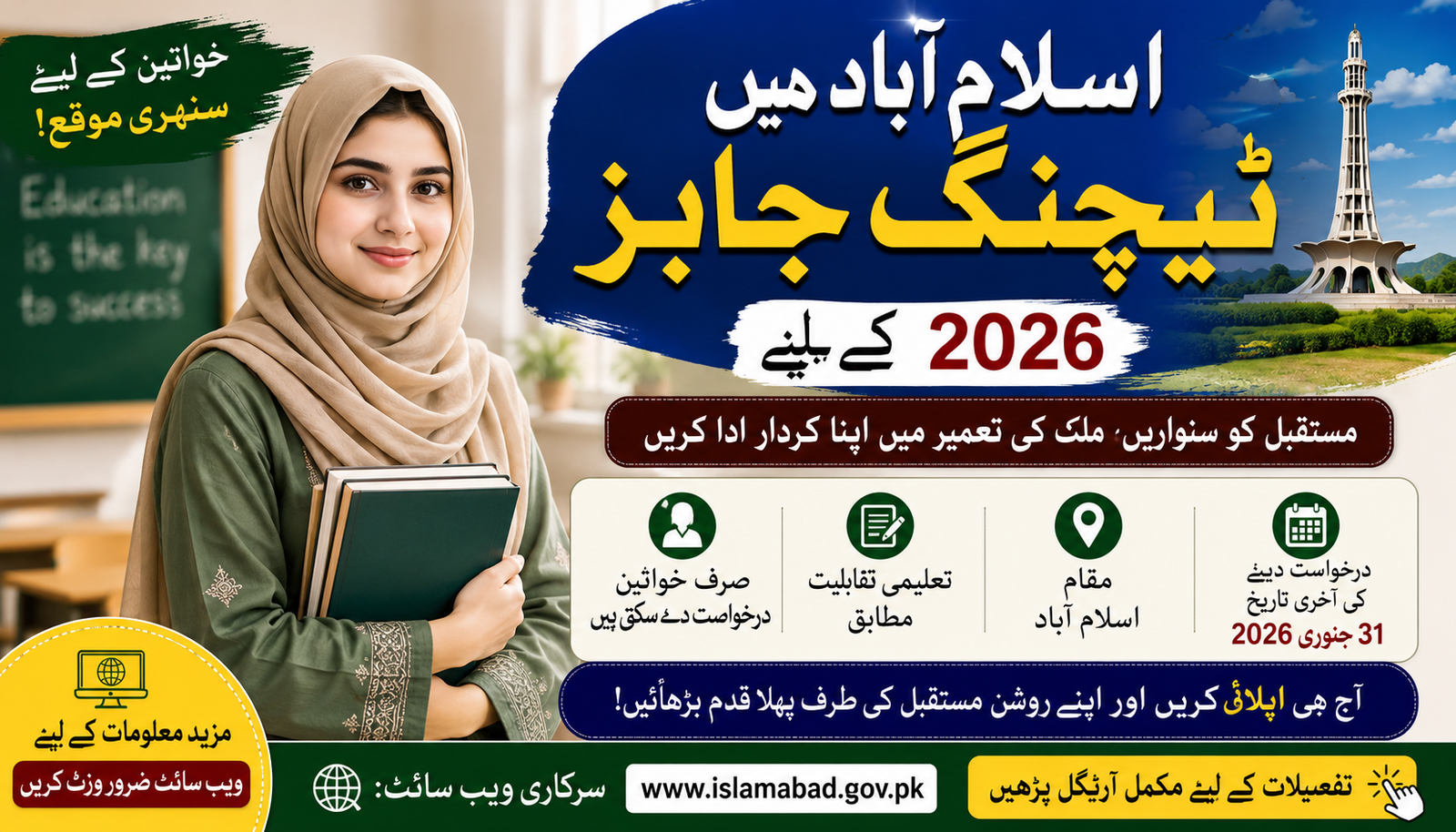 Islamabad Teaching Job for Female in 2026 – Apply for Latest Teaching Opportunities